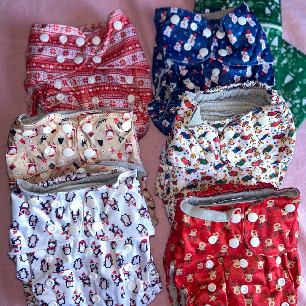 Simple Being Christmas festive cloth diapers new in package